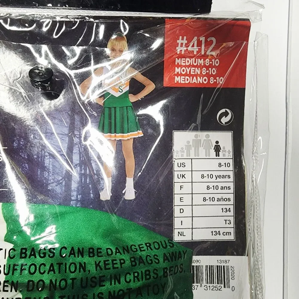 Stranger Things Hawkins High School Cheerleader Outfit M 8-10 Dress & Scrunchie